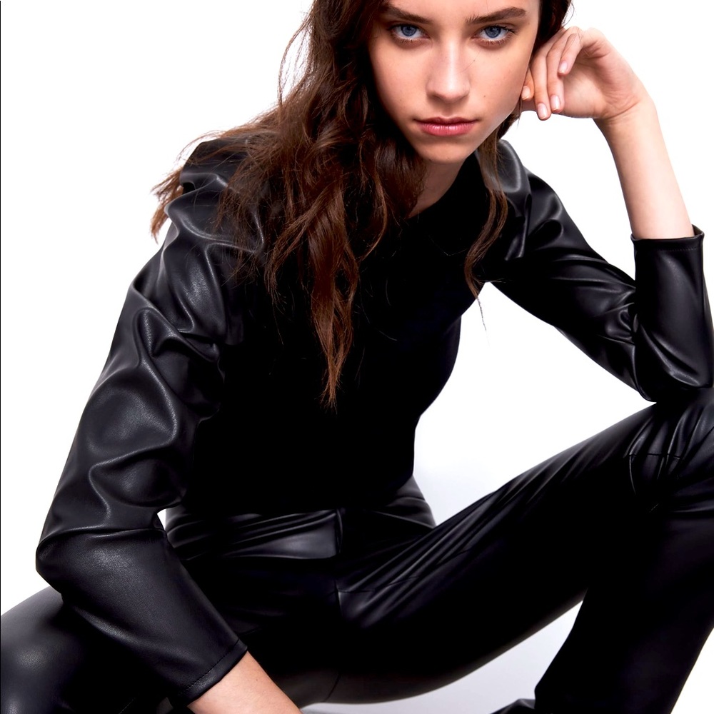 Zara faux leather top